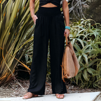 Women's Relaxed Wide Leg Pants – High Waist Pull-On Casual Trousers