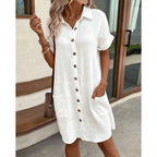 Women's Shirt Dress – Button Down Midi Dress – Gabriele