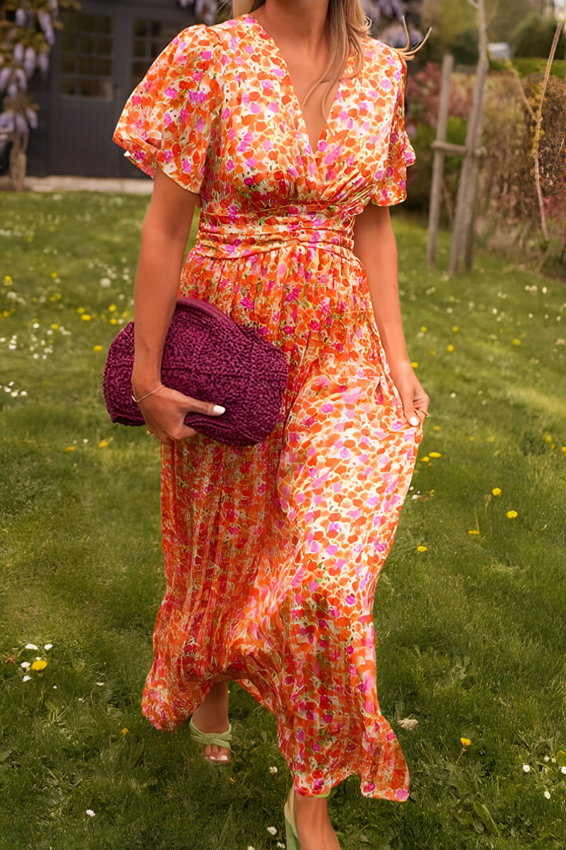 Women's Maxi Dress – V-Neck Occasion Dress – Ava