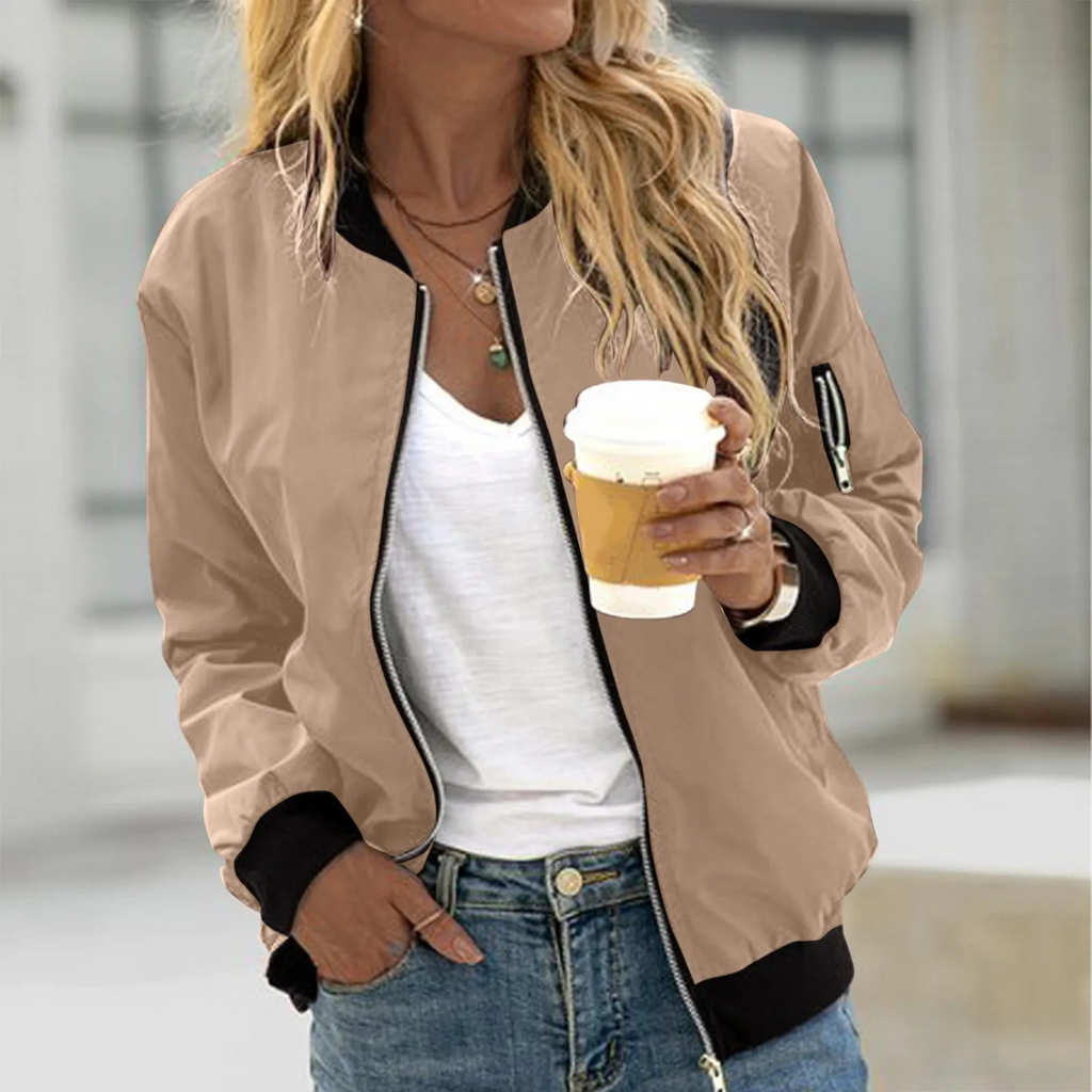Women's Bomber Jacket – Lightweight Zip-Up Jacket