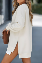 Women's Side-Zip Oversized Sweater – Relaxed Long Sleeve Pullover