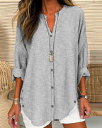 Women's Striped Button Front Blouse – Relaxed Casual Shirt Blouse