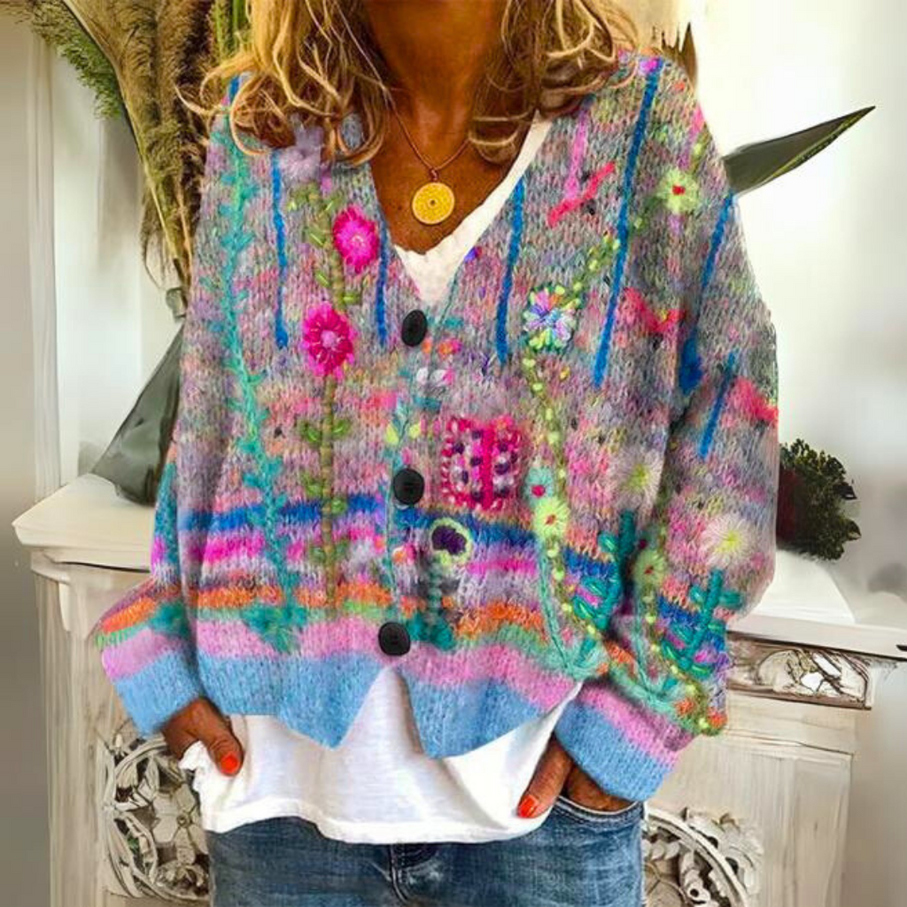 Women's Cardigan – Floral Embroidered Cardigan – Elisa
