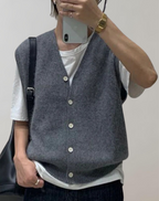Women's Sleeveless Button Cardigan – Layering Sweater Vest Cardigan