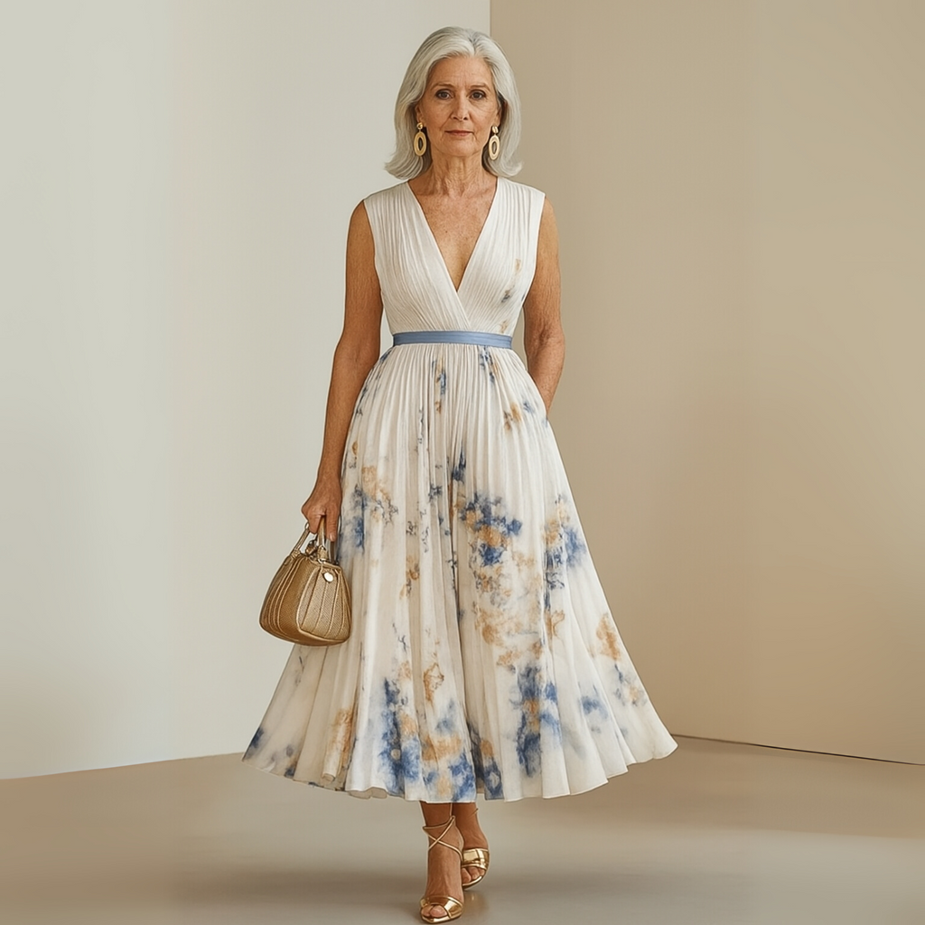 Women's Sleeveless Maxi Dress – Pleated Summer Dress