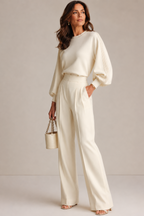 Women's Zip Lounge Set – Ribbed Two-Piece Set