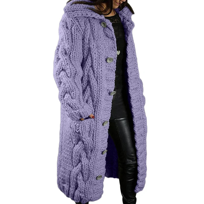 Women's Chunky Winter Cardigan – Relaxed Long Sleeve Cozy Cardigan