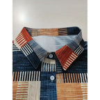 Women's Patchwork Print Blouse – Relaxed Button Front Boho Blouse