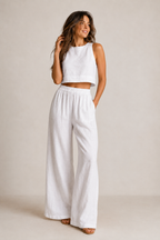 Women's Two-Piece Lounge Set – Wide Leg Summer Set