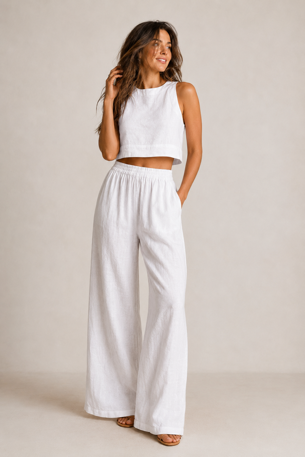 Women's Two-Piece Lounge Set – Wide Leg Summer Set