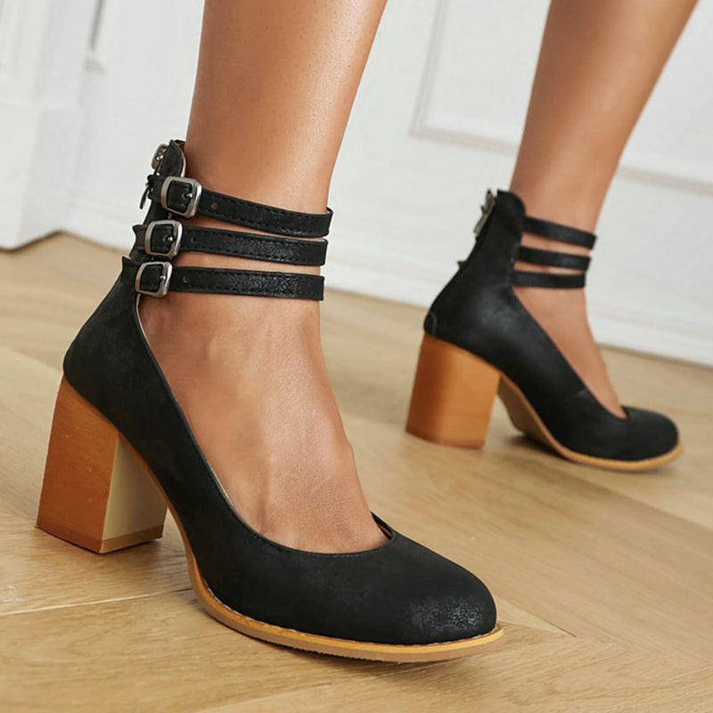 Women’s Heeled Sandals – Ankle Strap Block Heel Sandals – Casilda