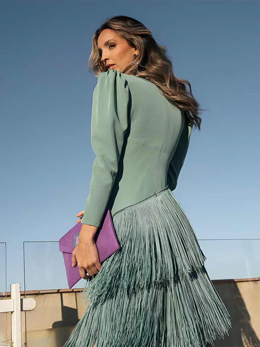 Women's Flowy Wedding Guest Midi Dress – Formal Cocktail Occasion Dress