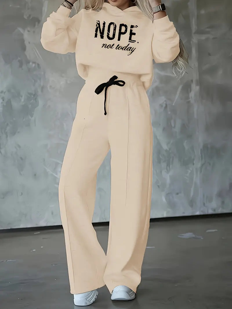 Women's Graphic Tracksuit Set – Wide Leg Hoodie Set