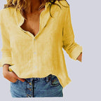 Women's Oversized Button Blouse – Collared Pocket Blouse