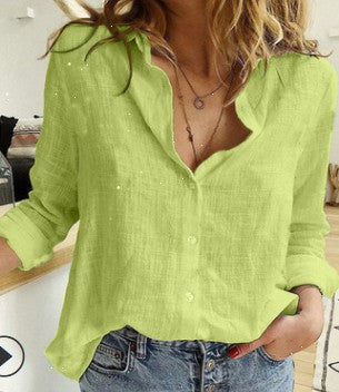 Women's Oversized Button Blouse – Collared Pocket Blouse