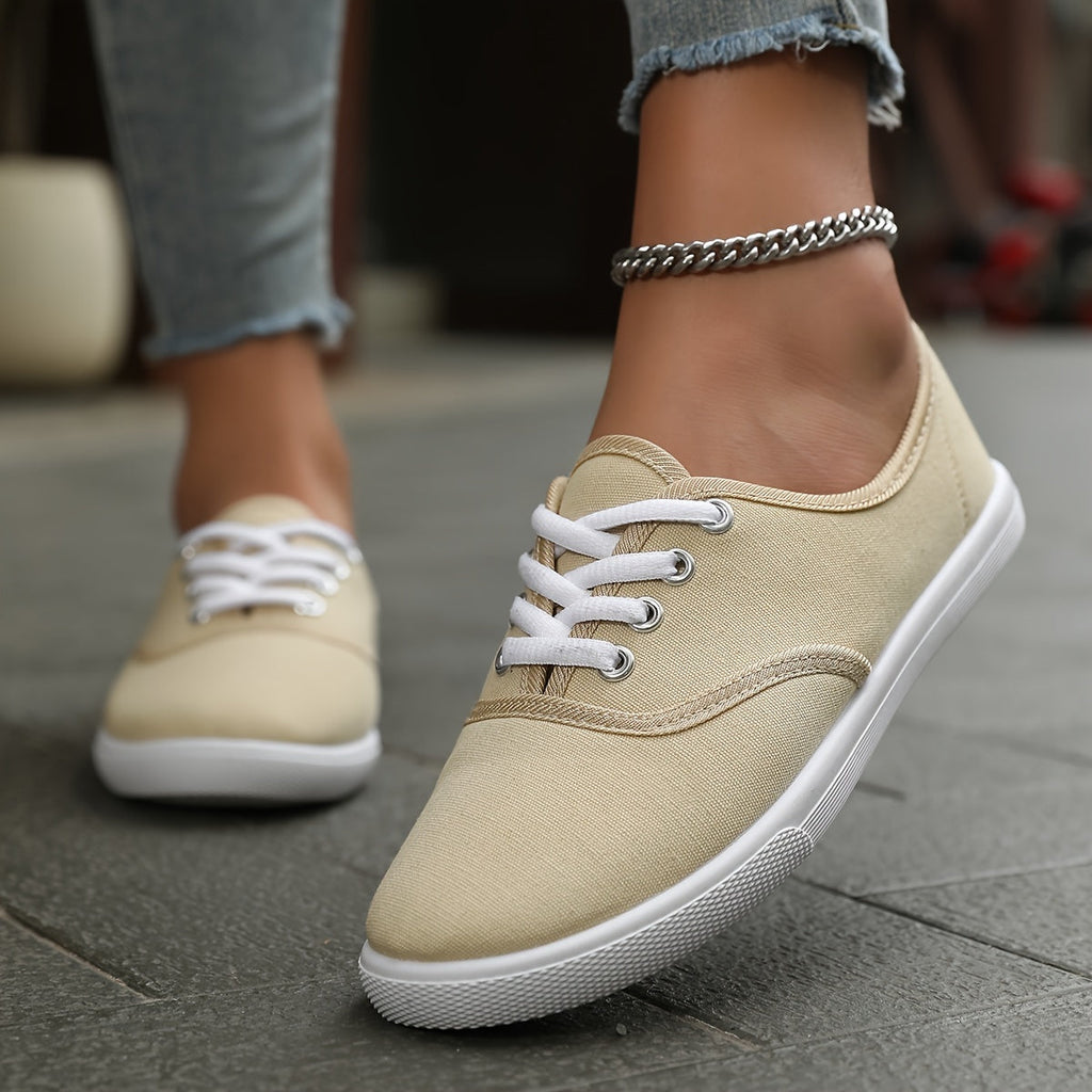 Women's Canvas Sneakers with Lace-Up Closure and Cushioned Sole