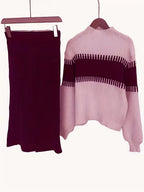 Women's Ribbed Sweater Set – Matching Knit Skirt Set