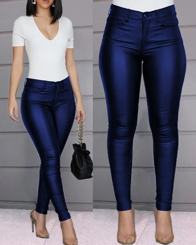 Women's Faux Leather Jeggings – High Waist Skinny Leggings