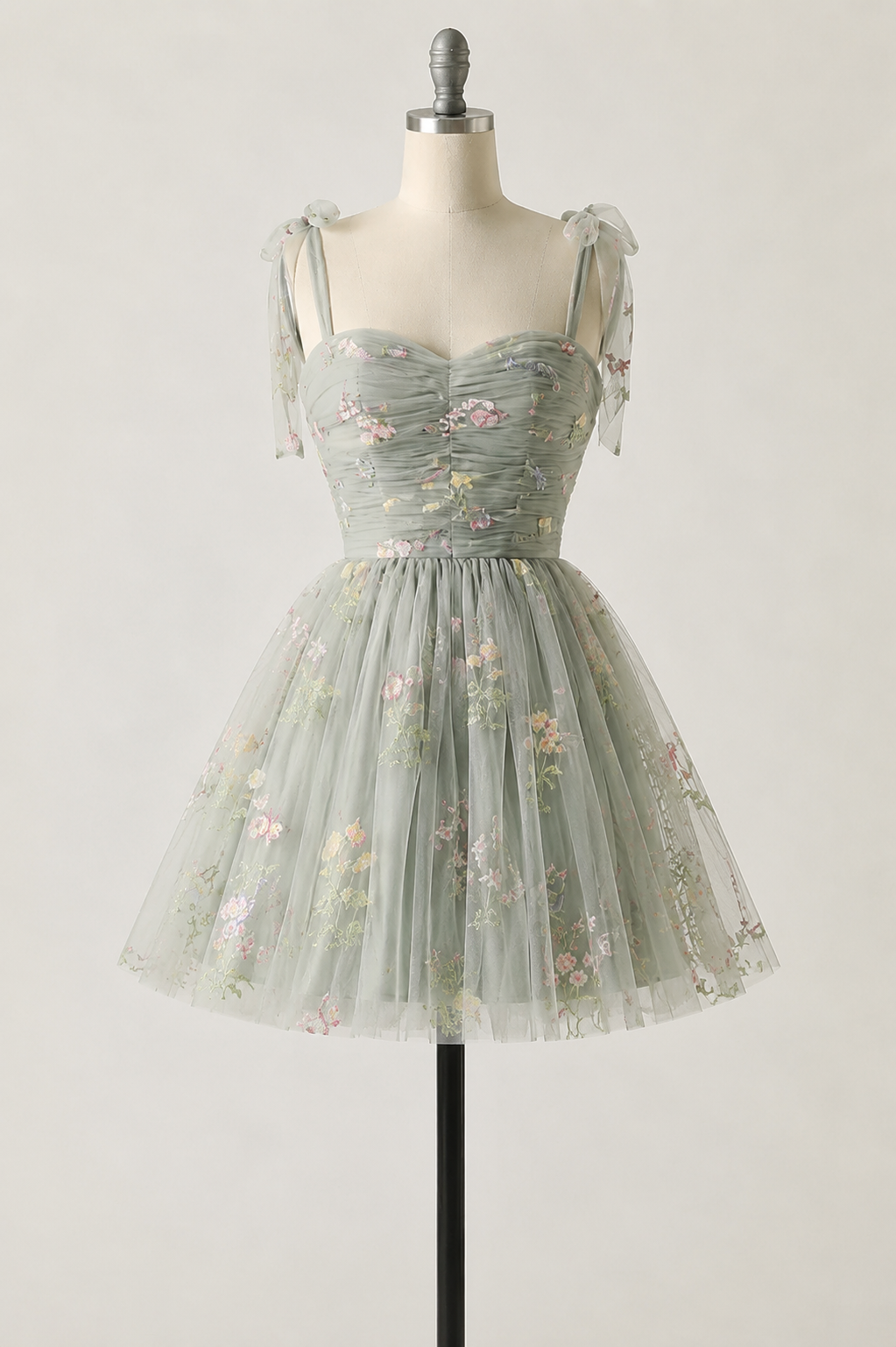 Women's Embroidered A-Line Gown – Floral Tulle Formal Evening Dress