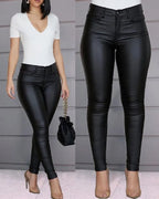 Women's Faux Leather Jeggings – High Waist Skinny Leggings