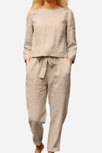 Women's Monochrome Wide Leg Pants Set – Relaxed Top & Matching Trousers