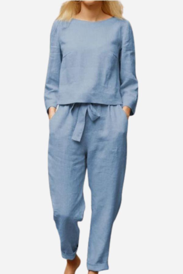Women's Monochrome Wide Leg Pants Set – Relaxed Top & Matching Trousers