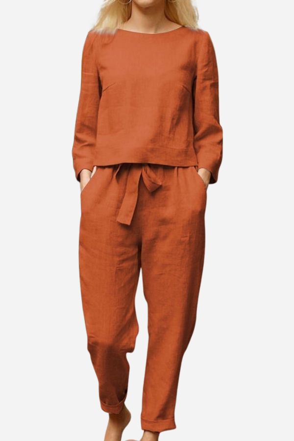 Women's Monochrome Wide Leg Pants Set – Relaxed Top & Matching Trousers