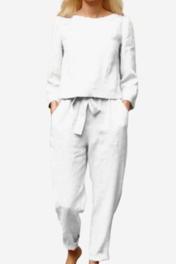 Women's Monochrome Wide Leg Pants Set – Relaxed Top & Matching Trousers