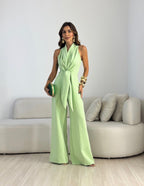 Women's Halter Neck Formal Jumpsuit – Flowy Evening Occasion Jumpsuit