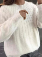 Women's Relaxed Crew Neck Sweater – Classic Long Sleeve Knit Pullover