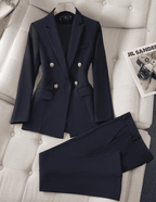 Women's Elegant Tailored Pants Suit – Double-Breasted Blazer Set