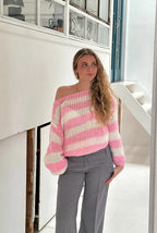 Women's Oversized Stripe Sweater – Wide Sleeve Knit Jumper