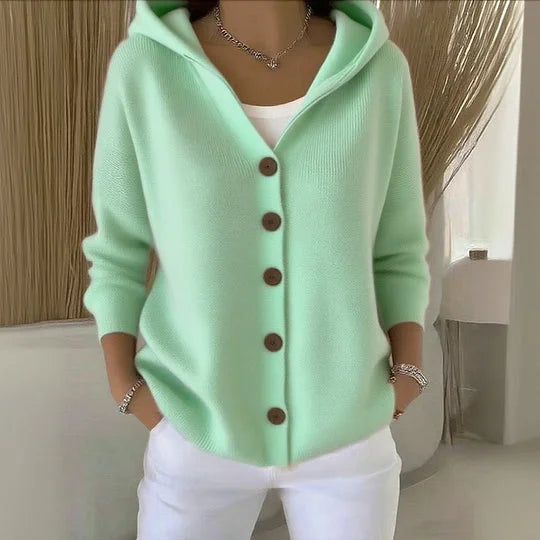 Women's Hooded Sweater Cardigan – Button Knit Jacket