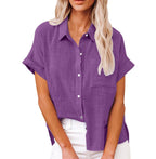 Women's Short Sleeve Summer Blouse – Relaxed Button Front Blouse