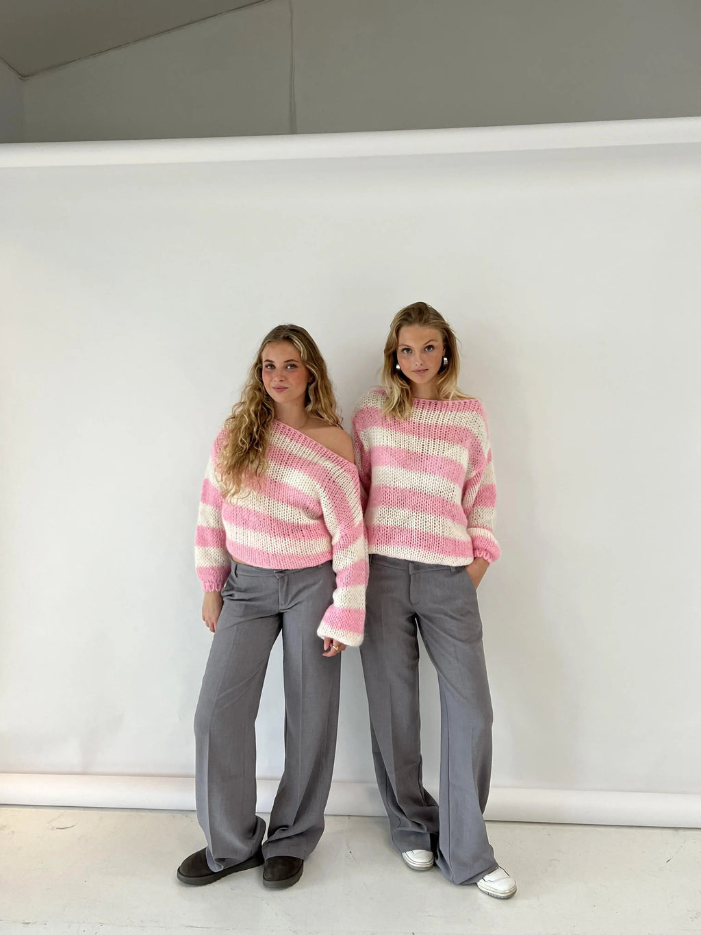 Women's Oversized Stripe Sweater – Wide Sleeve Knit Jumper