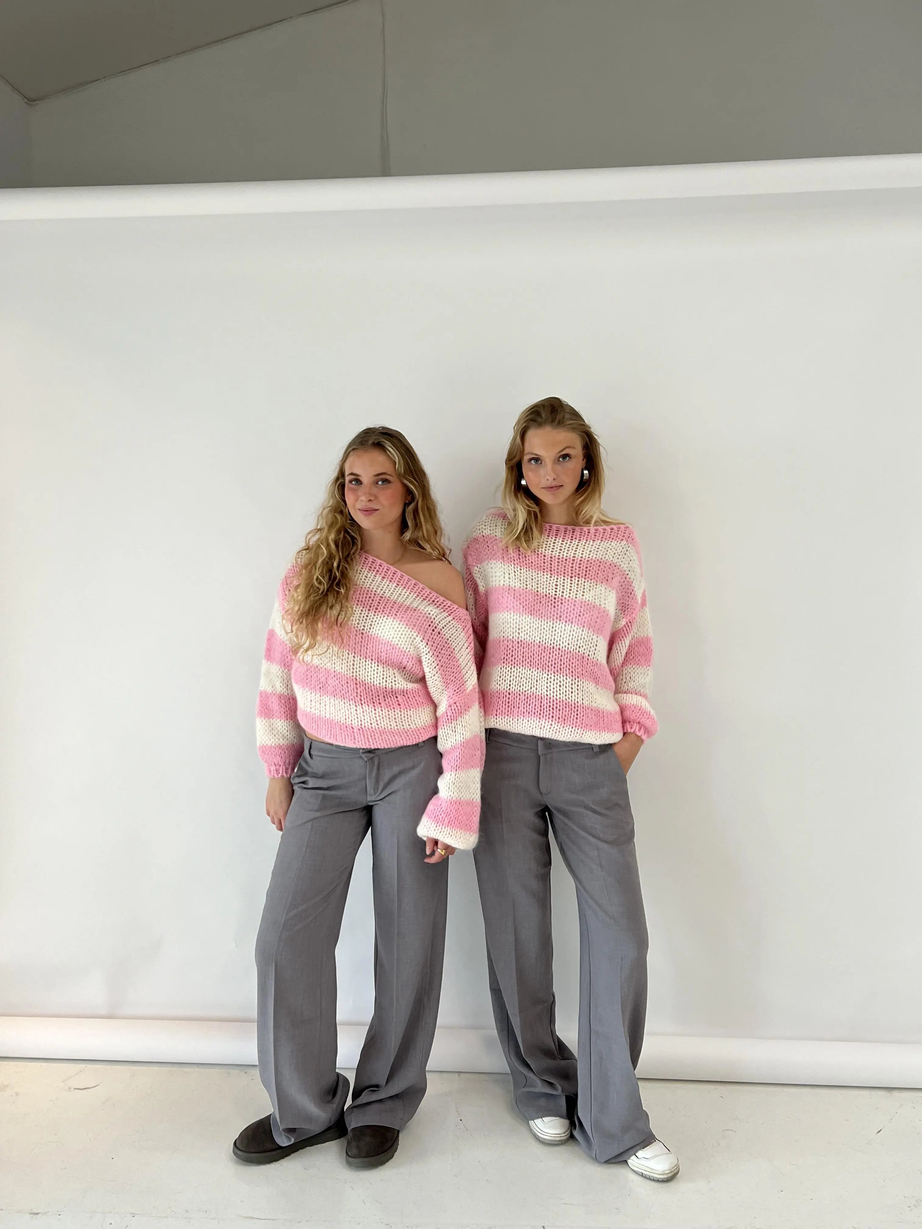 Women's Oversized Stripe Sweater – Wide Sleeve Knit Jumper