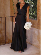 Women's Fitted Mermaid Maxi Dress – Deep V-Neck Formal Evening Dress