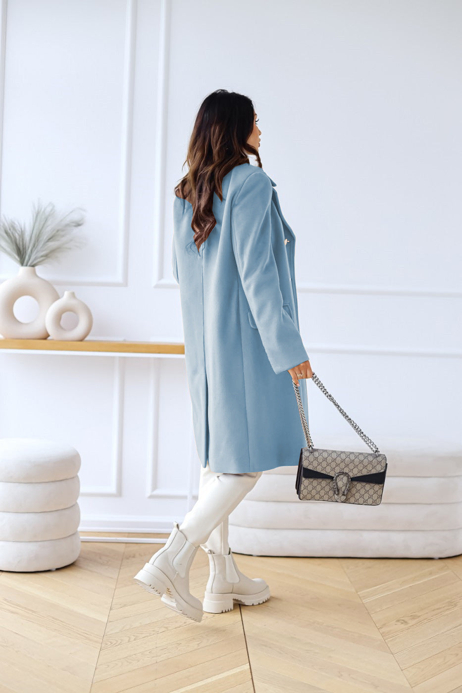 Women's Classic Winter Overcoat – Long Double-Breasted Coat