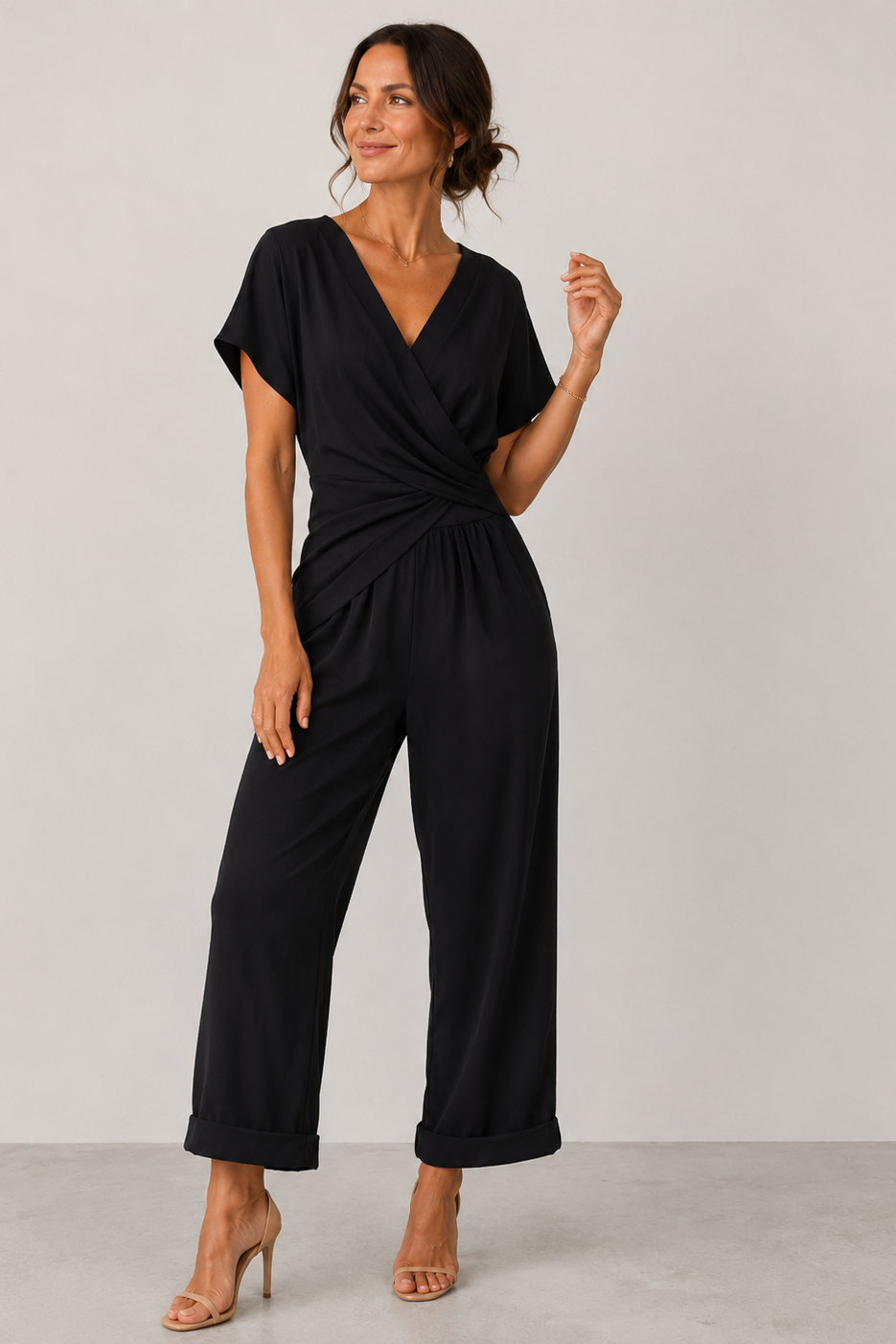 Women's Wrap Wide Leg Jumpsuit – V-Neck Jumpsuit
