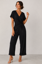Women's Wrap Wide Leg Jumpsuit – V-Neck Jumpsuit