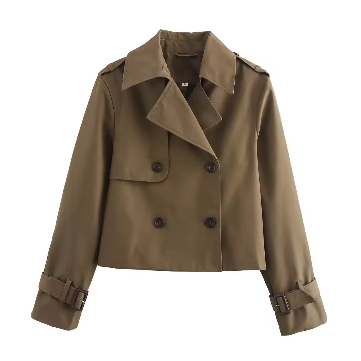 Women's Short Double-Breasted Trench Coat – Cropped Transitional Jacket