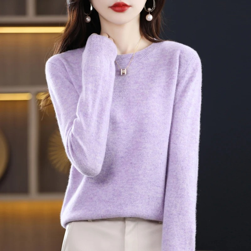 Women's Classic Crew Neck Knit Sweater – Soft Long Sleeve Pullover