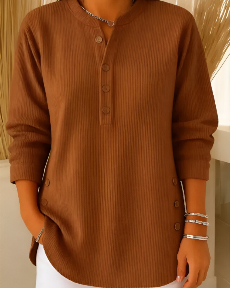 Women's Textured Long Sleeve Top – Relaxed Knit Pullover Top