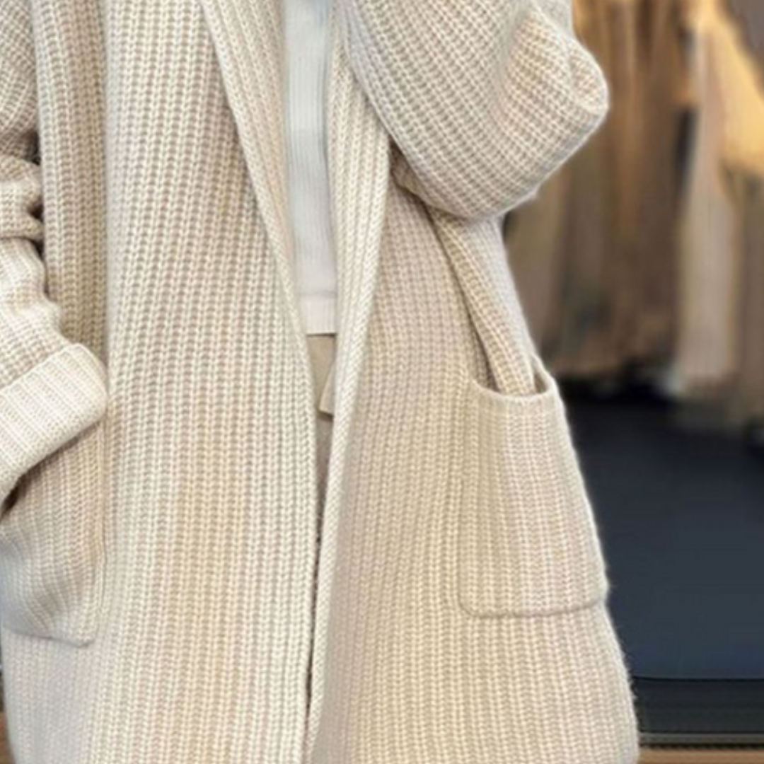 Women's V-Neck Button Knit Cardigan – Soft Long Sleeve Layering Cardigan