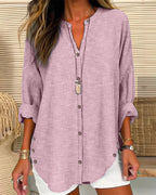 Women's Striped Button Front Blouse – Relaxed Casual Shirt Blouse