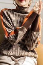 Women's Relaxed High Neck Sweater – Long Sleeve Knit Pullover