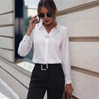 Women's Collared Blouse – Long Sleeve Office Blouse