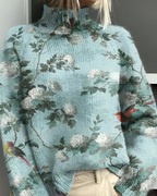 Women's Patterned Crew Neck Sweater – Graphic Long Sleeve Knit Pullover