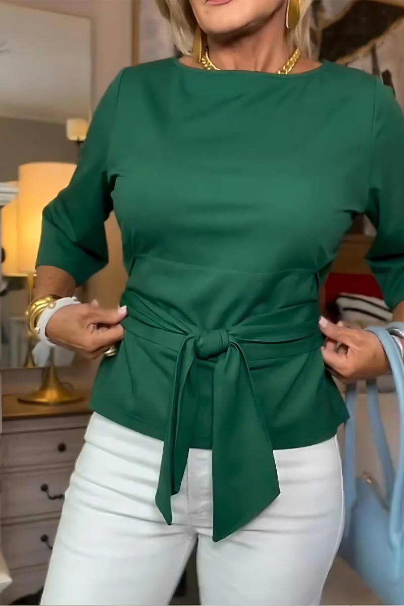 Women's Tie Waist Blouse – Adjustable Bow Front Fitted Top