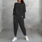 Women's Crew Neck Lounge Set – Long Sleeve Matching Pants Set